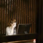 Burned out employee in office