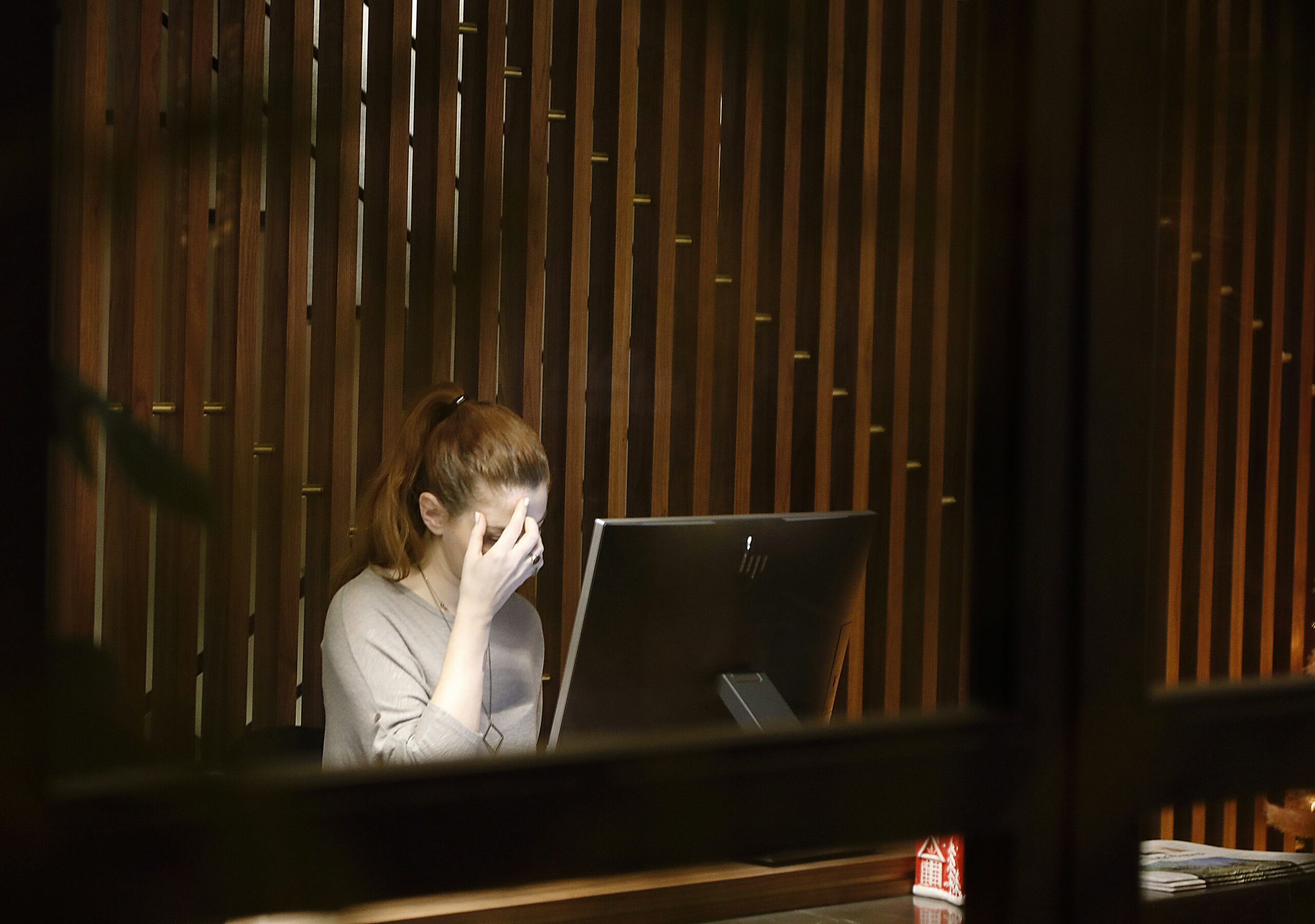 Burned out employee in office